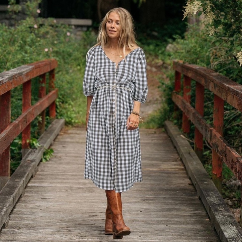 Jackson Rowe Black and White Gingham Midi Dress